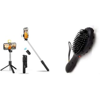                       ZuZu Bluetooth Extendable Selfie Stick Tripod with Light  Electric Hair Brush Massager                                              