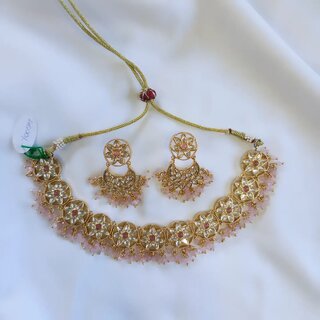                       Floral drop kundan necklace                                              