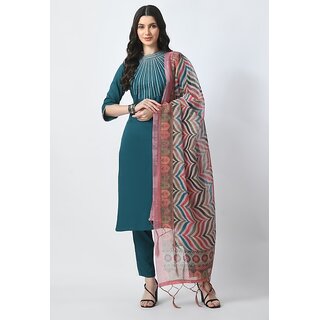                       Neel And Ned Women Solid, Embroidered Kurta, Trouser/Pant Dupatta Set                                              