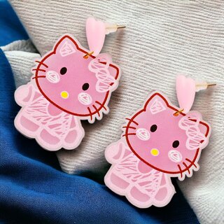                       Lucky Jewellery Designer Pink Color Hello Kitty Cute Dangle Earrings For Girls & Women (100-CHERP-1267-PK)                                              
