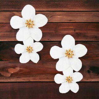 Lucky Jewellery Designer White Color Double Flower Earring Dangle Statement Earrings For Girls & Women (140-CHTP-1211-W) Lucky Jewellery Designer White Color Double Flower Earring Dangle Statement Earrings For Girls & Women (140-CHTP-1211-W)