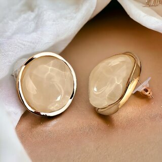                       Lucky Jewellery Designer 18k Gold Plated Trendy Semi Precious Stone Stud Tops Earrings For Girls & Women (150-CHEM-1242)                                              