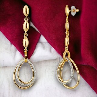                       Lucky Jewellery Designer 18k Gold Plated Stylish Fancy Long Hanging Earrings For Girls & Women (150-CHEA1-1002C)                                              