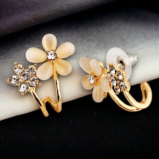                       Lucky Jewellery Designer 18k Gold Plated Flower Stud Tops Earring For Girls & Women (180-CHEM-1243)                                              