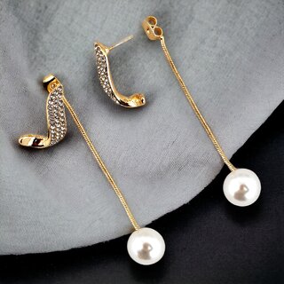                       Lucky Jewellery Designer 18k Gold Plated Fashion Latest Stylish Pearl Drop Earrings For Girls & Women (180-CHEM-1245)                                              