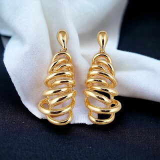 Lucky Jewellery Designer 18k Gold Plated Spiral Dangle Hanging Earrings For Girls & Women (225-CHEG-1135) Lucky Jewellery Designer 18k Gold Plated Spiral Dangle Hanging Earrings For Girls & Women (225-CHEG-1135)