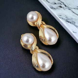                       Lucky Jewellery Designer 18k Gold Plated Twisted Knot Design Pear Stud Earrings For Girls & Women (225-CHEG-1137)                                              
