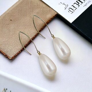                       Lucky Jewellery Designer 18k Gold Plated Pearl Drop Earrings For Girls & Women (325-CHEM-1223)                                              