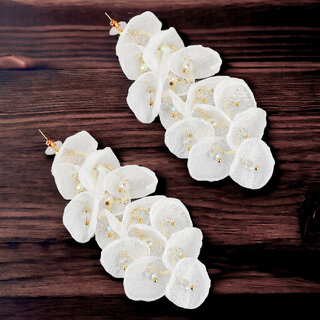                       Lucky Jewellery Designer White Color Dangle Earrings For Girls & Women (450-CHEC-1217)                                              