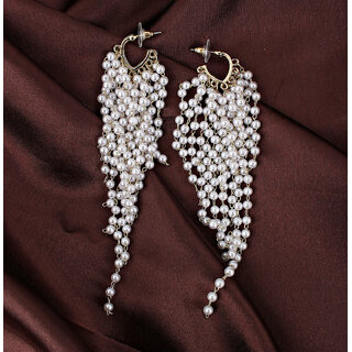 Lucky Jewellery Designer White Color Pearl Chain Fringe Dangle Earrings For Girls & Women (450-CHEM-1226) Lucky Jewellery Designer White Color Pearl Chain Fringe Dangle Earrings For Girls & Women (450-CHEM-1226)