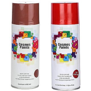                       Cosmos Paints Anti Rust Brown  Deep Red Spray Paint 400 ml (Combo of 2)                                              
