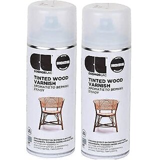                       Cosmos Paints Transparent 607-Teak Wood Varnish Spray (Pack of 2)                                              