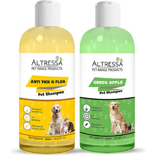                       Altressa Anti Tick N Flea (300ml) + Green Apple(300ml) Pet Shampoo 600ml Pack Of 2                                              