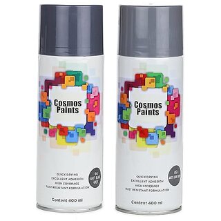                       Cosmos Paints Matt Black Grey Matt Light Grey Spray Paint 400 ml (Pack of 2)                                              