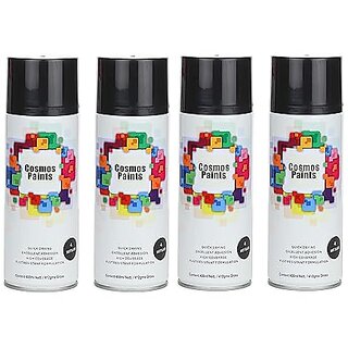                       Cosmos Paints Matt Black Spray Paint 1600 ml (Pack of 4)                                              