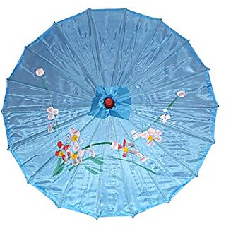                       Kaku Fancy Dresses Japanese Umbrella Accesory For International Costume/ Wedding Dance and Decoration Prop - Firozi Blue                                              