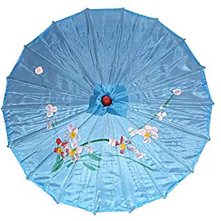 Kaku Fancy Dresses Japanese Umbrella Accesory For International Costume/ Wedding Dance and Decoration Prop - Firozi Blue