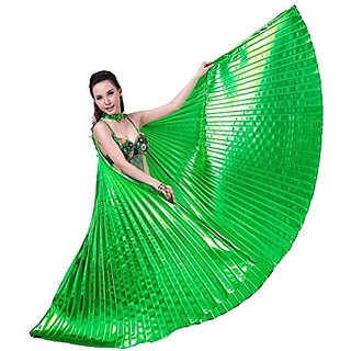                       Kaku Fancy Dresses Shining Isis Belly Dance Wings Green with Stick for 360 Degree Dancing Wings Prop for Adult                                              