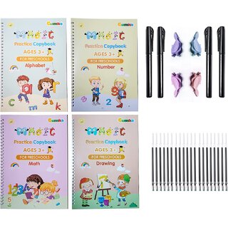                      Sank Magic Practice Copybook, (4 BOOK + 10 REFILL) Number Tracing Book for Preschoolers with Pen, Magic Calligraphy Copy                                              