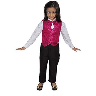                       Kaku Fancy Dresses Magenta Waistcoat For Kids / Magenta Jacket For Kids / Stylish Magenta Waistcoat For Kids                                              