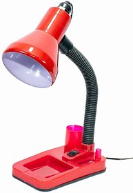 Caleta Study Lamp for Students with Metal Shade and Plastic Base  316 Model (Red) Study Lamp (38.1 cm, Red)