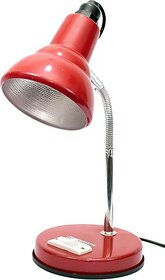 Study Lamp for Students - New Jyoti Chrome Neck Model (Red) Study Lamp (14 cm, Red, Silver)