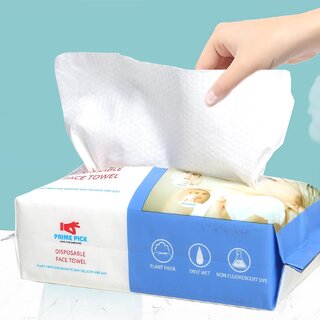 PRIME PICK Disposable Face Towel 50 Count, Soft Cotton Facial Dry Wipes, Multi-Purpose for Skin Care,Face Wipes