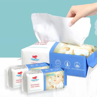 PRIME PICK Disposable Face Towel 100 Count, Soft Cotton Facial Dry Wipes, Multi-Purpose for Skin Care, Facial Cleansing