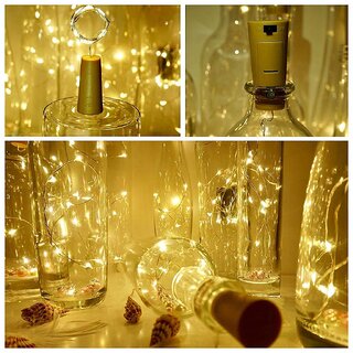                       20 LED Wine Bottle Cork Lights Copper Wire String Lights, 2M Battery Operated (Warm White) - Pack of 1                                              