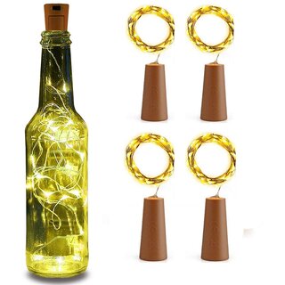                       S4 Pack of 4 Wine Bottle Cork Copper Wire String Lights - Indoor Outdoor Light Decoration for Home Birthday Party                                              