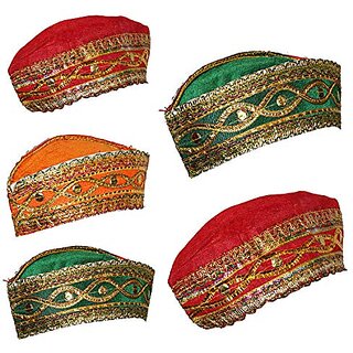 Kaku Fancy Dresses Qawwali Cap For Kids  Anarkali Cap, Mugal Theme Kawali Topi  Indian Folk Dance Costume Pack of 5