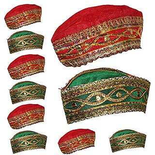 Kaku Fancy Dresses Qawwali Cap For Kids  Anarkali Cap, Mugal Theme Kawali Topi  Indian Folk Dance Costume Pack of 10