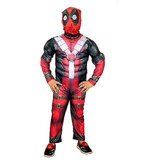                       Kaku Fancy Dresses Superhero Character Deadpool Costume for Kids / Halloween Costume for Kids                                              