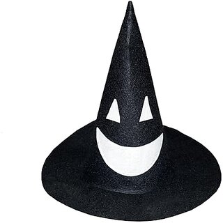                       Kaku Fancy Dresses Black Witch Hat For Kids  Witch Hat For Halloween Costume Party Prop For Boys  Girls                                              