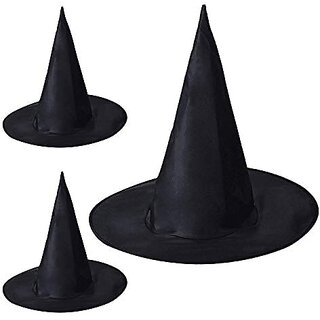                       Kaku Fancy Dresses Black Witch Hat For Kids Witch Hat For Halloween Costume Party Prop For Boys Girls Pack of 6                                              