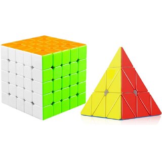                       Aseenaa High Speed Combo of 5x5  Pyramid Cube  High Speed Stickerless Magic Brainstorming Puzzle Cubes Toys For Kids                                              