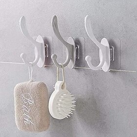 SAG 4 Big Adhesive Waterproof Stick on Adhesive Stronger Plastic Wall Hooks Hangers for Hanging (Pack of 4)