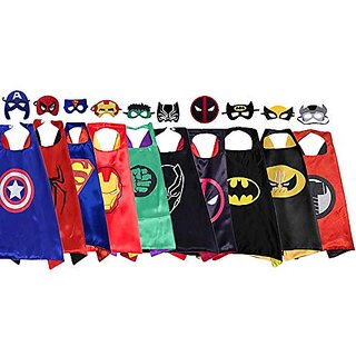                       Kaku Fancy Dresses Assorted Superhero Robe/California Costume/Halloween Costume - Multicolor, Free Size (Pack of 10)                                              