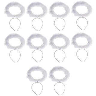                       Kaku Fancy Dresses Angel Hairband/Fluffy Hairband/Halo Hairband/Fairy Hairband/ For Girls - Pack of 10                                              