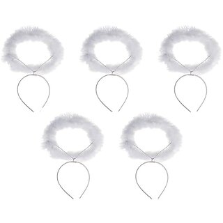 Kaku Fancy Dresses Angel Hairband/Fluffy Hairband/Halo Hairband/Fairy Hairband/ White, For Girls - Pack of 5 Kaku Fancy Dresses Angel Hairband/Fluffy Hairband/Halo Hairband/Fairy Hairband/ White, For Girls - Pack of 5