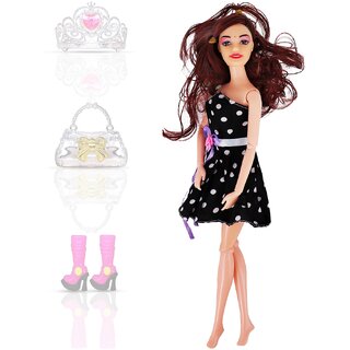                       Aseenaa Plastic Fashion Long Hair Doll with Movable Joints Doll for Kids, and Fashion Accessories Dolls Set for Kids                                              