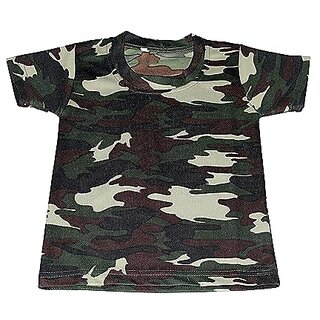                       Kaku Fancy Dresses Printed Round Neck Army T-Shirt For Kids  National Soldier Army Costume T-Shirt For Kids                                              