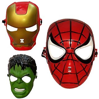                       Kaku Fancy Dresses Superhero Face Mask For Kids/ Superhero Face Mask for Halloween Party - Pack of 3                                              