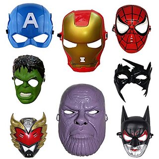 Kaku Fancy Dresses Superhero Face Mask For Kids/ Superhero Face Mask For Halloween Party - Pack of 8 Kaku Fancy Dresses Superhero Face Mask For Kids/ Superhero Face Mask For Halloween Party - Pack of 8