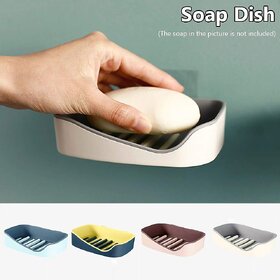 MALISO ABS Plastic Adhesive Waterproof Kitchen, Bathroom Soap, Dish Holder Sticker (13 x 10 x 3.5 cm, Assorted Color)
