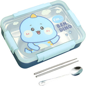 Students Lunch Box Sealed Leakage Proof Stainless Steel Lunch Box with Spoon Lid Office Food Container 4 Compartment