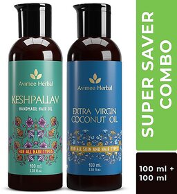 Avimee Herbal Keshpallav Hair Oil (100Ml) + Coconut Hair Oil (100Ml) (Super Saver Combo) Hair Oil (200 Ml)