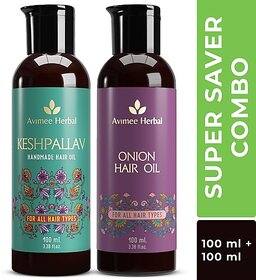 Avimee Herbal Keshpallav Hair Oil (100Ml) + Onion Hair Oil (100Ml)(Super Saver Combo) Hair Oil (200 Ml)