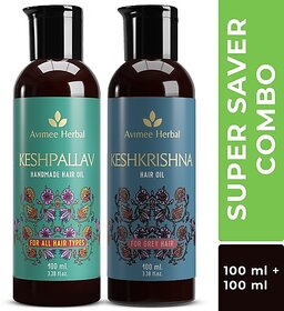 Avimee Herbal Keshpallav Hair Oil (100Ml) + Keshkrishna Hair Oil (100Ml) (Super Saver Combo) Hair Oil (200 Ml)