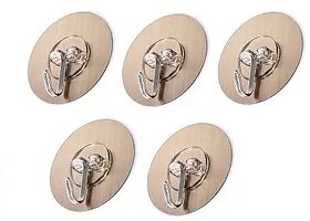 FUSIONMAX Self Adhesive Golden Wall Hook Hanger ,Hanging Hook for Bathroom  Kitchen (Pack of 5)